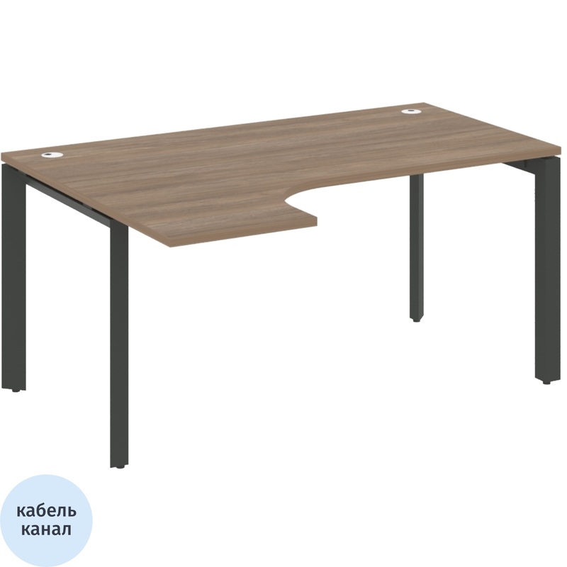 Изображение товара Эргономичный левый рабочий стол ONIX-П O.MP-SA-4L дуб аризона антрацит 1580х1180мм