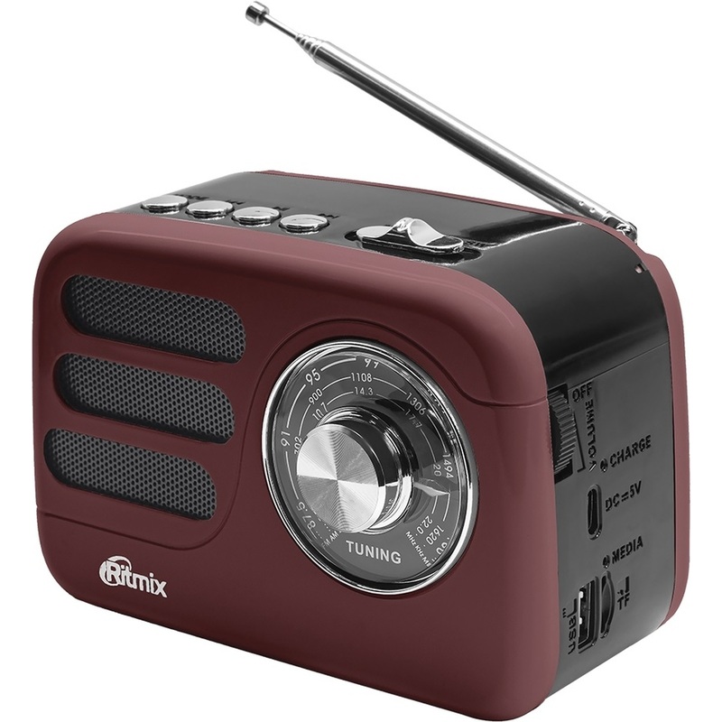 Изображение товара Радиоприемник Ritmix RPR-033 коричневый портативный FM SW AM с micro SD USB