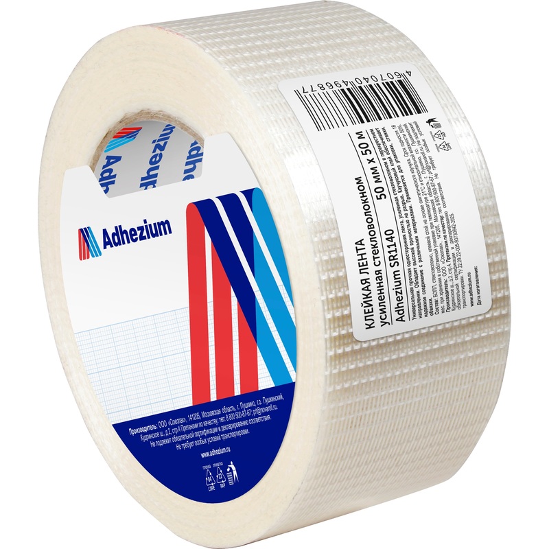 Изображение товара Клейкая лента армированная Adhezium 50 мм x 50 м 140 мкм прозрачная