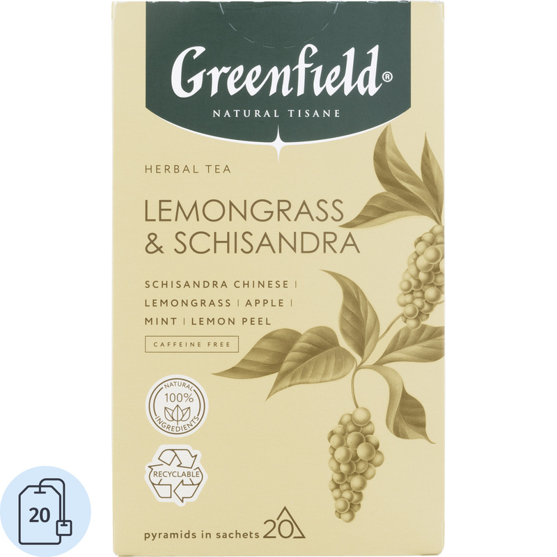 Изображение товара Чай травяной Greenfield Natural Tisane Lemongrass & Schisandra 20 пакетиков