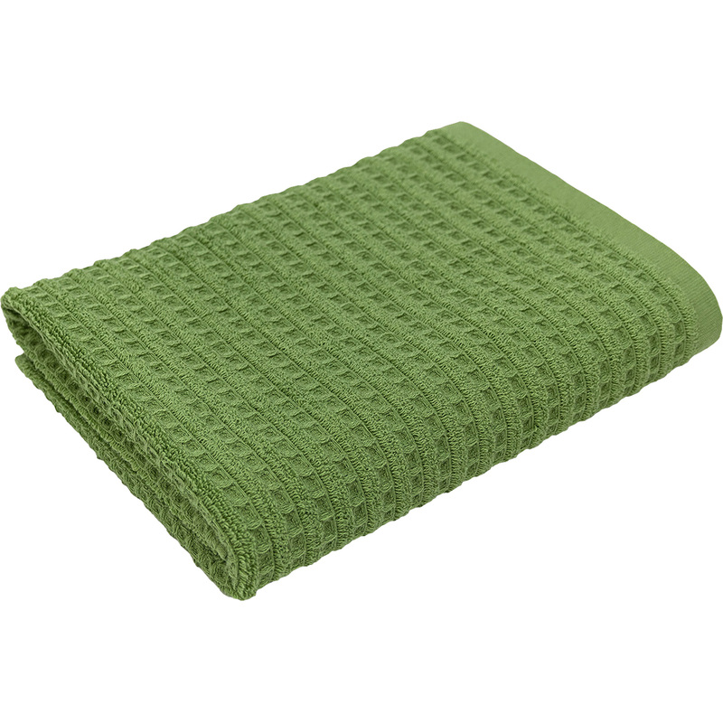 Изображение товара Махровое полотенце Рельеф 50x80 см зелёное из хлопка 450 г/м²