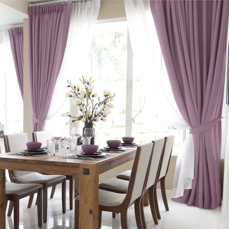 Изображение товара Комплект штор Волшебная ночь Рогожка (2 шторы 200x270 см, 2 подхвата) сиреневый