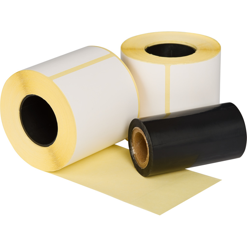 Изображение товара Набор термотрансферных этикеток 75х120 мм и риббона Wax 80 мм x 100 м