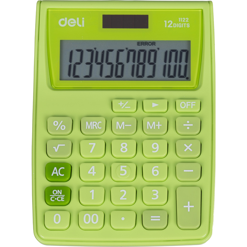 Изображение товара Калькулятор карманный Deli 12-разрядный зеленый 120x86x29 мм
