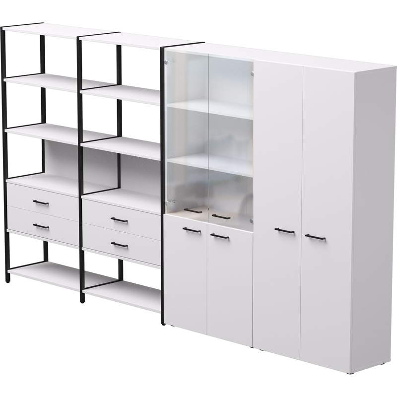 Изображение товара Стеллаж для документов EVO 254ST16W39005 белый/чёрный 3235х385х1840 мм Изображение товара Стеллаж для документов EVO 254ST16W39005 белый/чёрный 3235х385х1840 мм