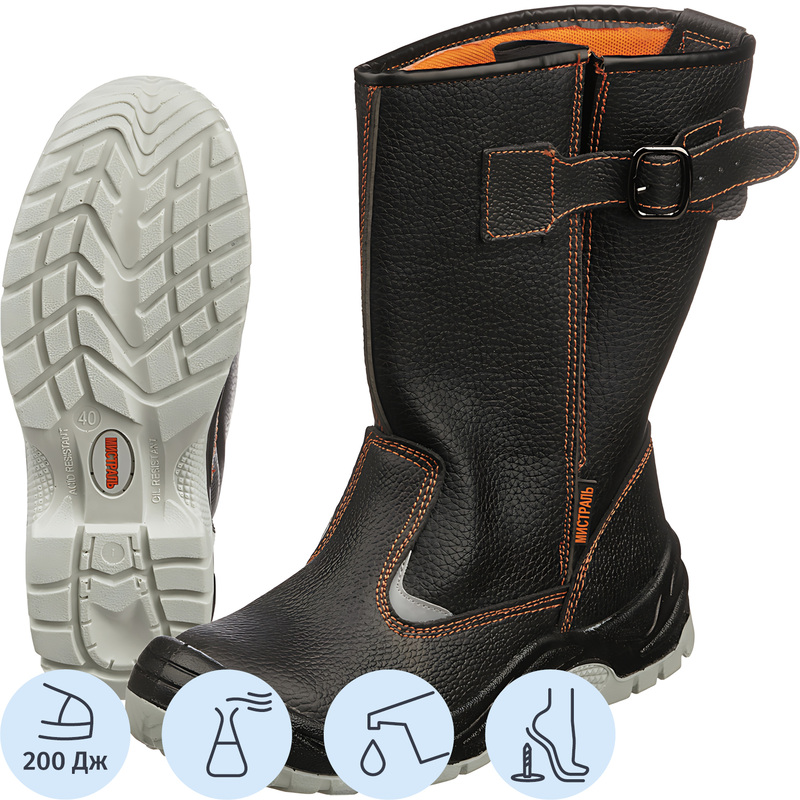 Изображение товара Рабочие сапоги Мистраль ПУ-ТПУ натуральная кожа металлический подносок 45