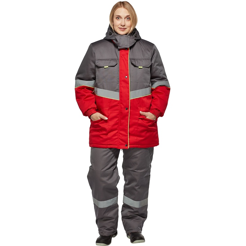 Изображение товара Костюм рабочий зимний женский з43-КПК серый/красный размер 56-58
