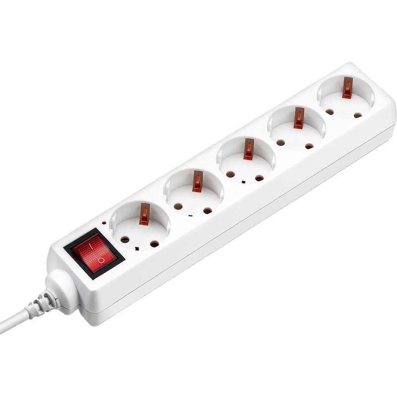 Изображение товара Удлинитель Buro BU-PS5.3/W 5 розеток 3 м с заземлением и выключателем