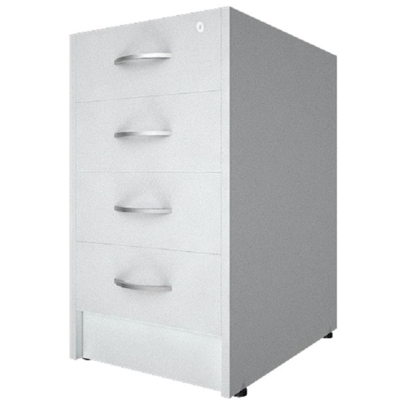 Изображение товара Тумба приставная Riva с замком белая 4 ящика