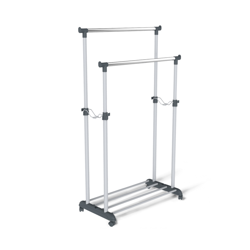 Изображение товара Вешало для одежды CH-4149 хром/серое регулируемое с полкой и колёсами