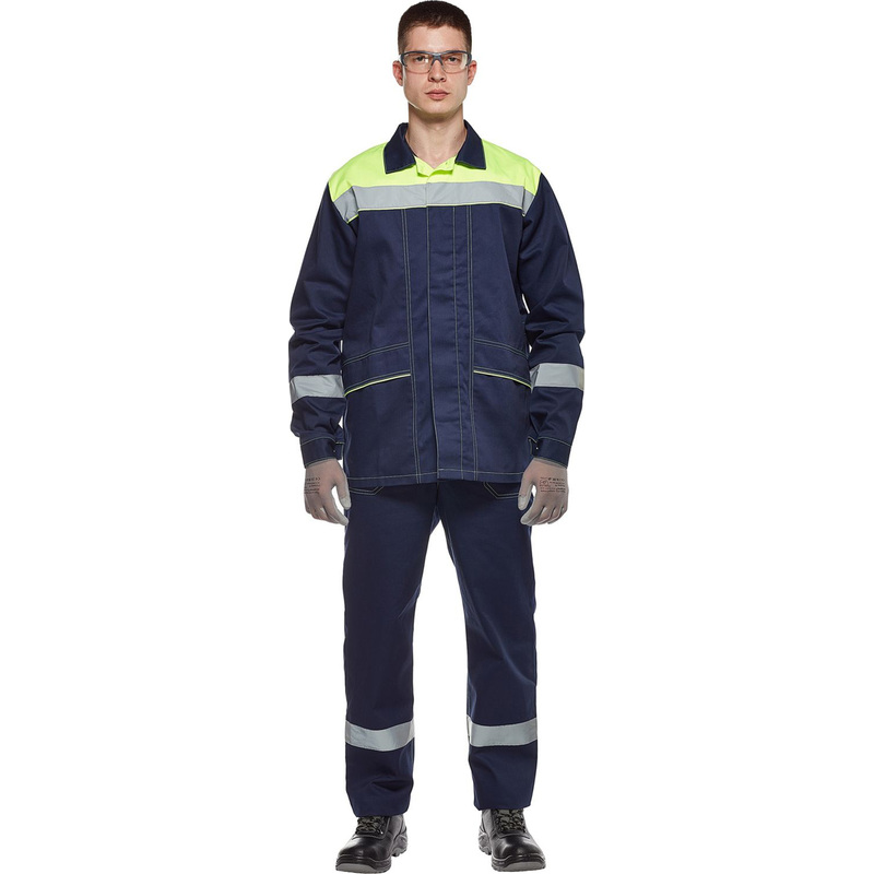 Изображение товара Костюм рабочий летний мужской л35-КПК с СОП синий/желтый (размер 48-50, рост 170-176)