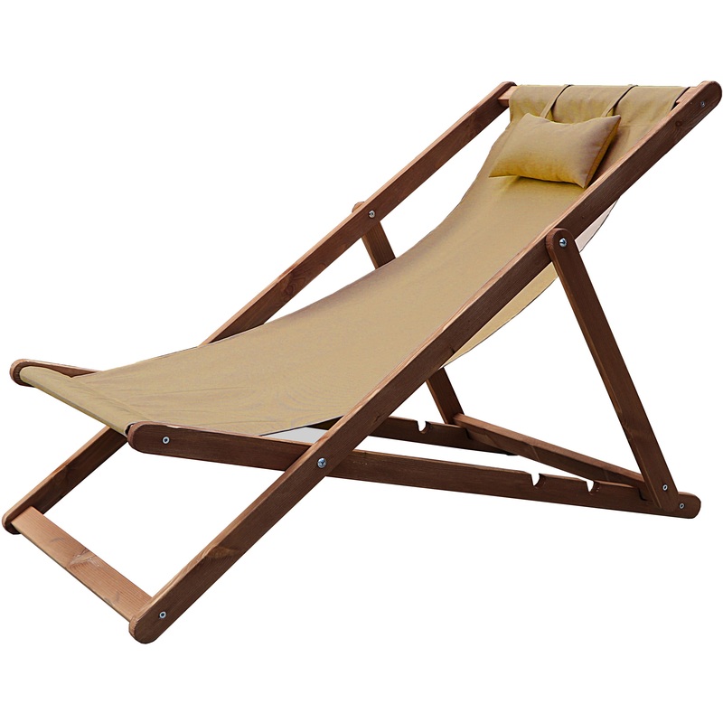 Изображение товара Шезлонг Альбатрос коричневый бежевый 600х1100х800 мм с регулировкой спинки