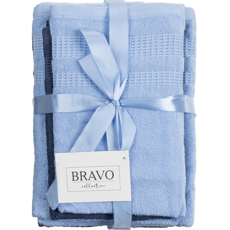 Изображение товара Махровый набор полотенец Памир 4 шт 50x80 и 70x130 см синий голубой