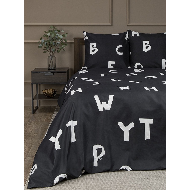 Изображение товара Постельное белье Amore Mio Letters 92949 микрофибра 1.5-спальное черный