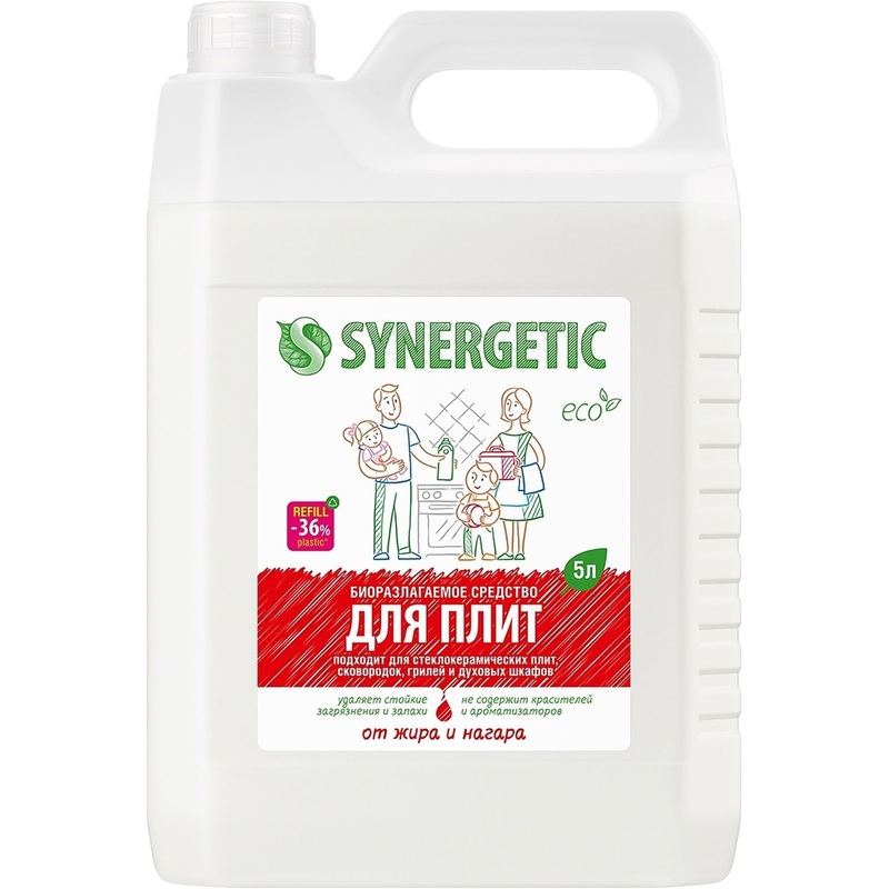 Изображение товара Чистящее средство для плит Synergetic 5л от жира и нагара для стеклокерамики