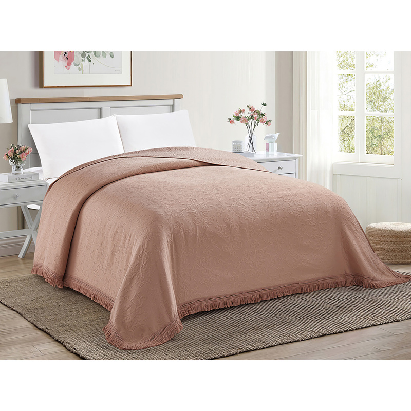 Изображение товара Покрывало Cleo Bosqua бежевое 220x240 см из полиэстера и хлопка