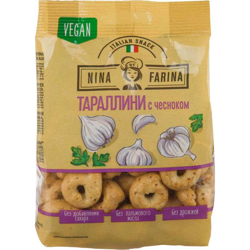 Изображение товара Сушки Nina Farina Тараллини с чесноком 180 г