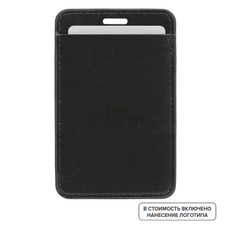 Изображение товара Вертикальный бейдж Nebraska 107x67 мм искусственная кожа черный с нанесением логотипа