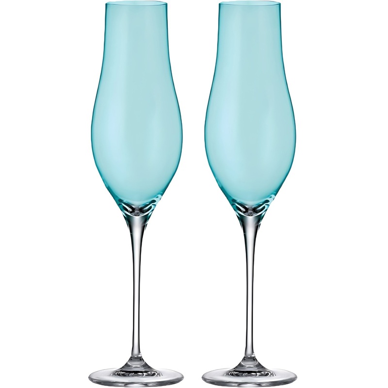 Изображение товара Набор бокалов для шампанского Crystal Bohemia Limosa 200 мл 2 шт бирюзовые