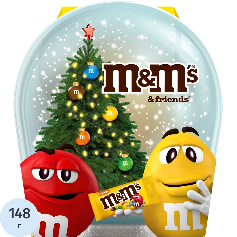 Изображение товара Подарочный набор M&Ms Friends Снежная сфера ассорти 148 г для праздника
