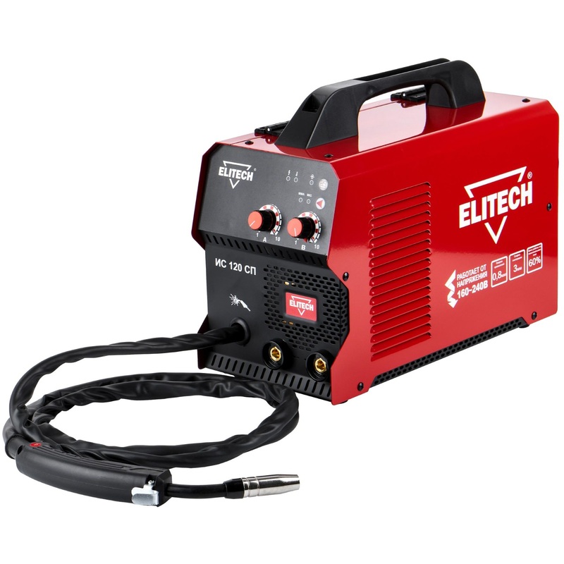 Изображение товара Сварочный инвертор Elitech ДМИС120СП мощность 3,2 кВт полуавтомат MIG MAG MMA