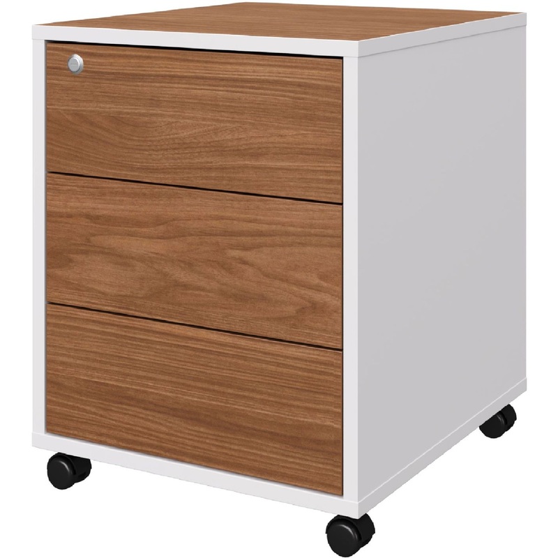 Изображение товара Тумба подкатная Linkor Easy to lead 147T003 орех белый 3 ящика с замком