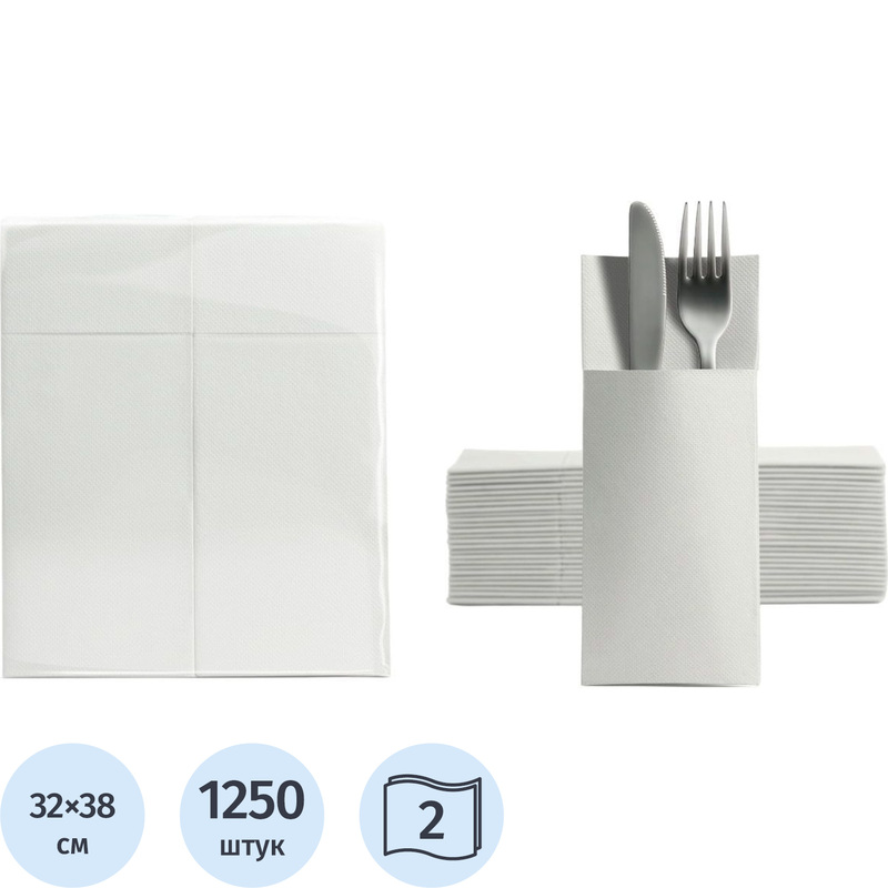 Изображение товара Салфетки бумажные S.Point 2-слойные 32x38 см белые, 25 пачек по 50 листов