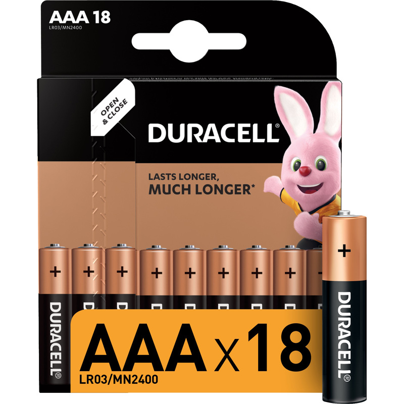 Изображение товара Батарейки ААА мизинчиковые Duracell 18 штук в упаковке