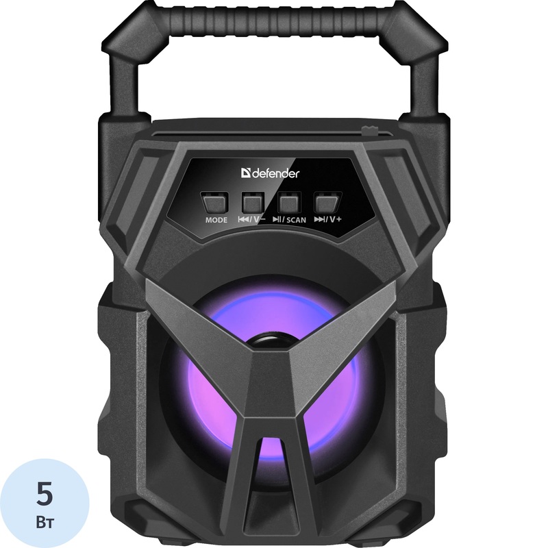 Изображение товара Акустическая система Defender G98 портативная Bluetooth с FM и подсветкой черная