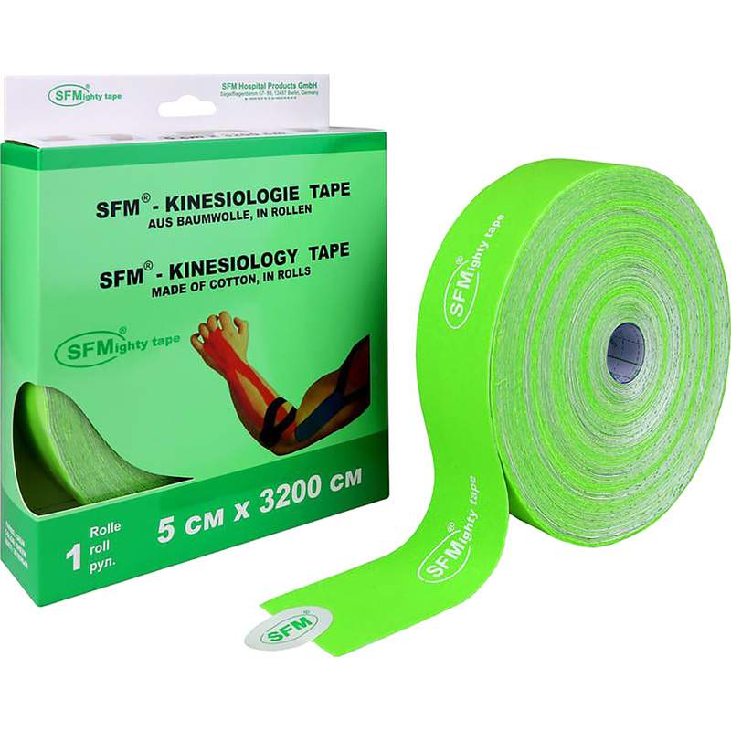 Изображение товара Кинезио тейп SFM хлопковая основа 5x3200 см зеленый