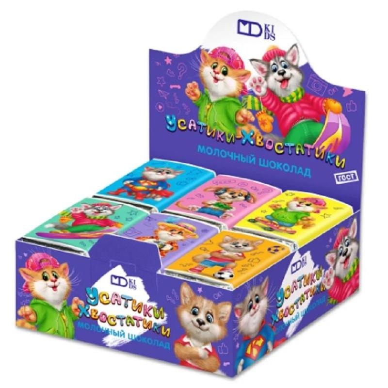 Изображение товара Шоколад порционный Усатики-Хвостатики молочный 60 штук по 12 г