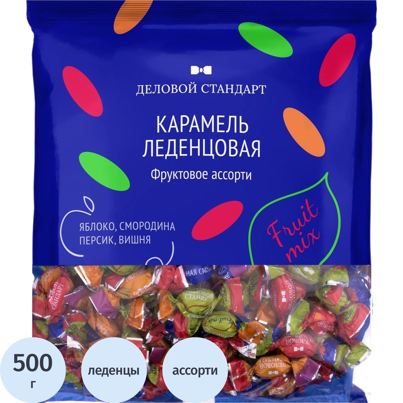 Изображение товара Леденцы Деловой Стандарт ассорти 500 г натуральное лакомство вкусное конфеты