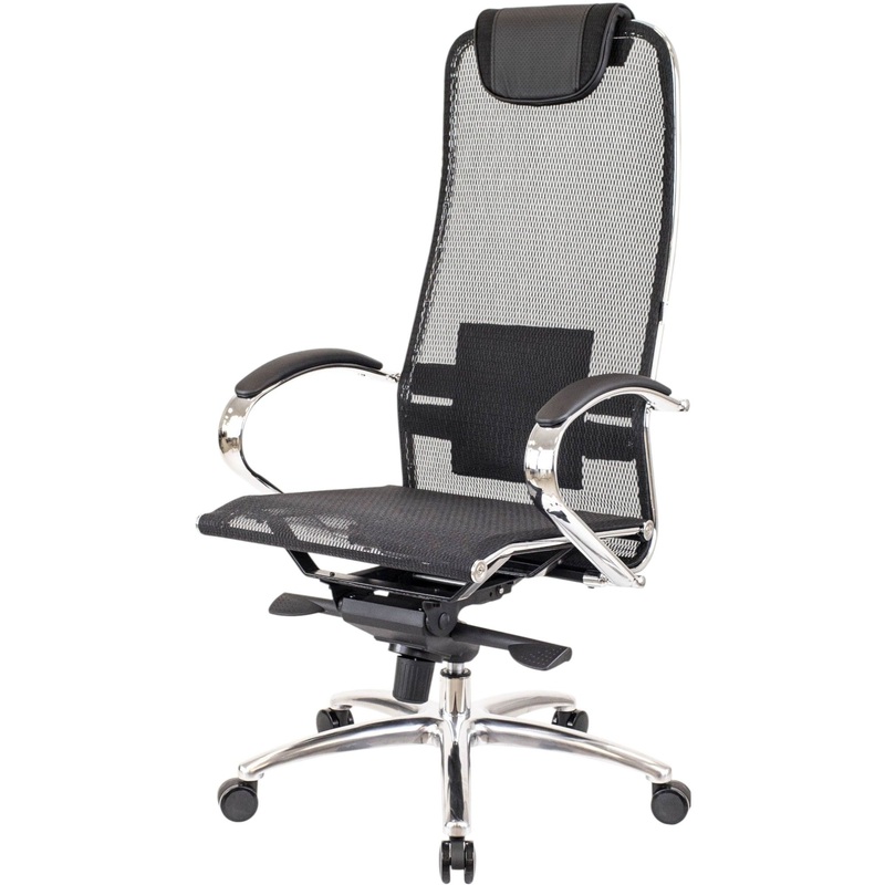 Изображение товара Офисное кресло для руководителя Everprof Deco черное с сеткой и алюминием