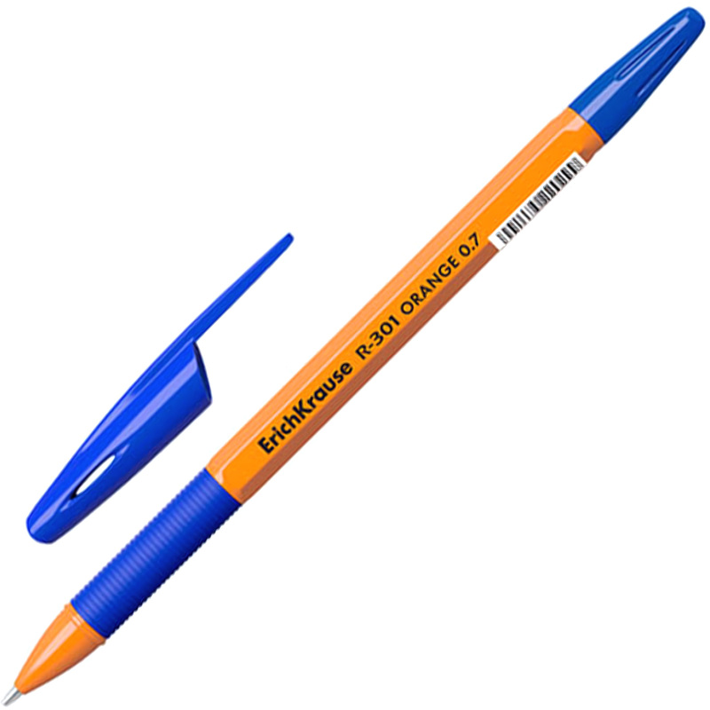 Изображение товара Ручка шариковая неавтоматическая Erich Krause R-301 Orange Stick&Grip синяя (толщина линии 0.35 мм, 39531)