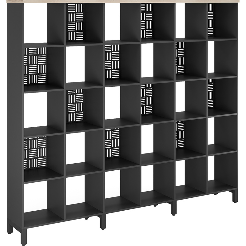 Изображение товара Стеллаж для документов Kobor SQ-5X6 черный муар и дуб натуральный