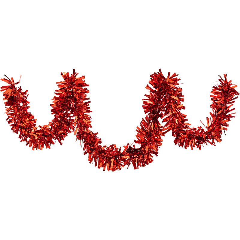 Изображение товара Ёлочная мишура новогодняя красная 200x13 см ПЭТ для украшения елки и интерьера