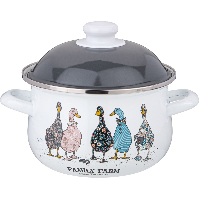 Изображение товара Эмалированная кастрюля AGNESS FAMILY FARM 2 л, подходит для индукционных плит