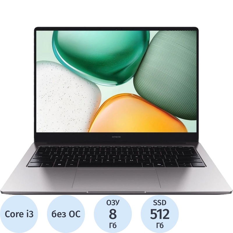 Изображение товара Ноутбук Honor MagicBook X 14" серый Intel Core i3 1315U/8 ГБ/SSD 512 ГБ (5301ALXB)
