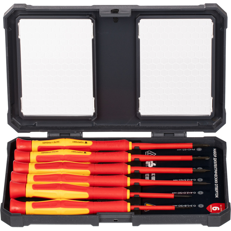 Изображение товара Набор диэлектрических отверток TOPFORT 6 шт. с изоляцией для электромонтажа