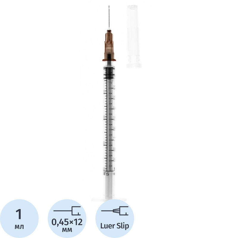 Изображение товара Шприц инсулиновый SFM 1 мл U-40 26G 12 мм 100 штук стерильный
