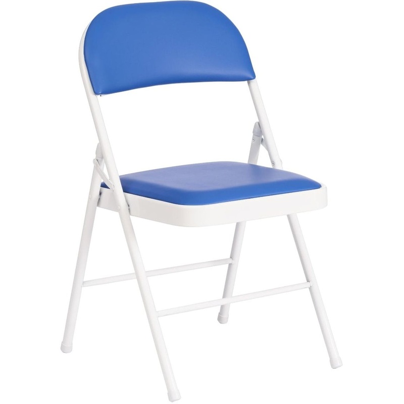 Изображение товара Складной стул TetChair Folder синий из экокожи металлический каркас