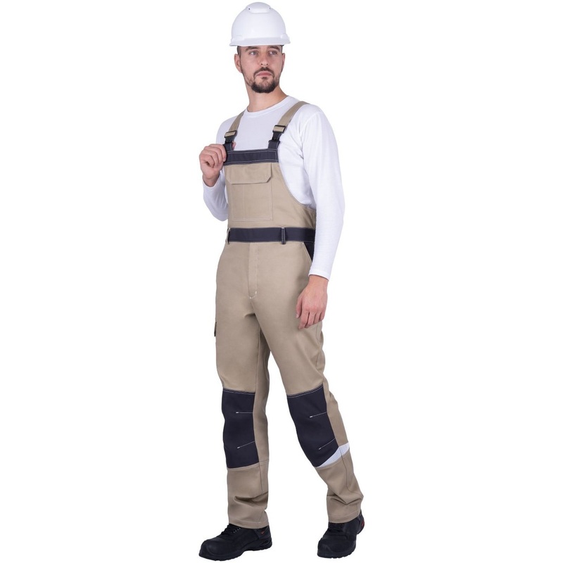 Изображение товара Рабочий полукомбинезон летний мужской Турбо Safety СОП бежевый/серый 48-50 Рост 170-176