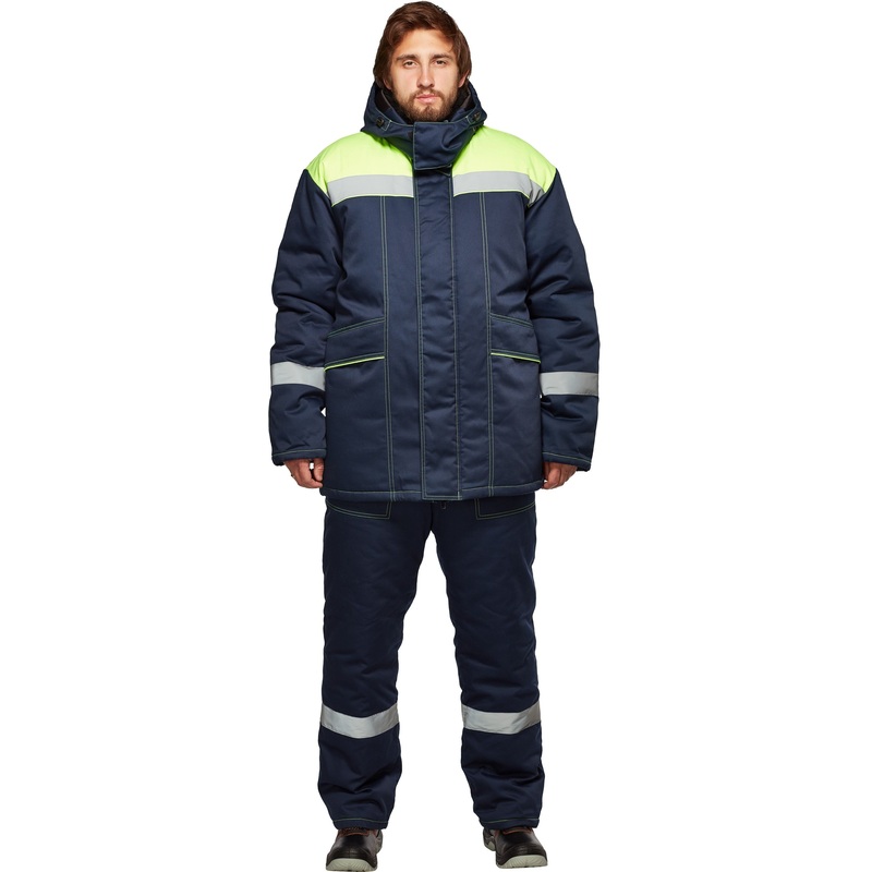 Изображение товара Костюм рабочий зимний мужcкой з45-КПК с СОП синий/лимонный (размер 64-66, рост 170-176)