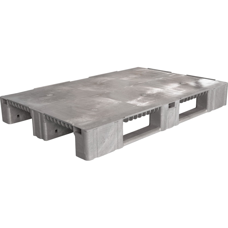 Изображение товара Паллет пластиковый сплошной 1200x800х150 мм серый на 3-х полозьях