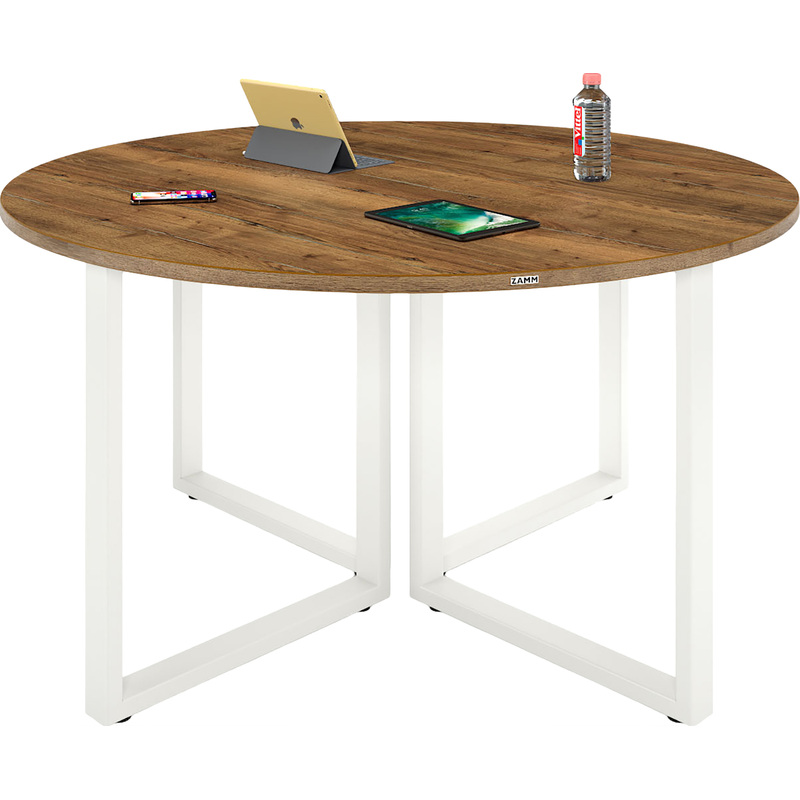 Изображение товара Стол для переговоров Zamm Зета 11671 круглый дуб галифакс олово белый 1200х1200 мм