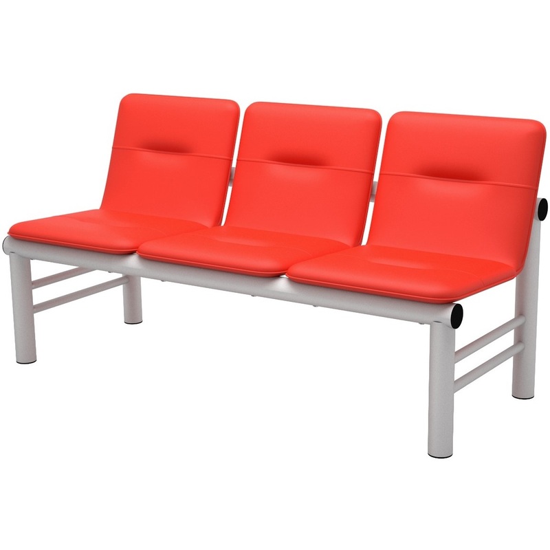 Изображение товара Многоместная секция Троя красная/серая на 3 места