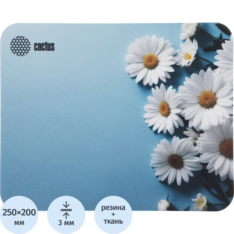 Изображение товара Коврик для мыши Cactus Daisies CS-MP-D07S с рисунком 250х200 мм