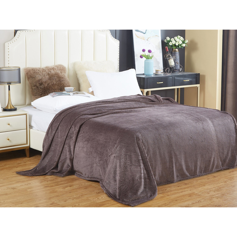 Изображение товара Плед Cleo Luna микрофибра 200x220 см коричневый мягкий и гипоаллергенный