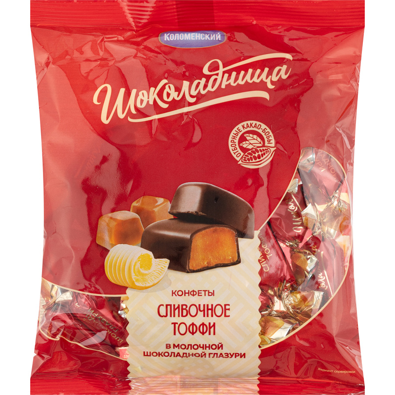 Изображение товара Конфеты глазированные Шоколадница Тоффи карамель 200 г Кремовые молочный шоколад