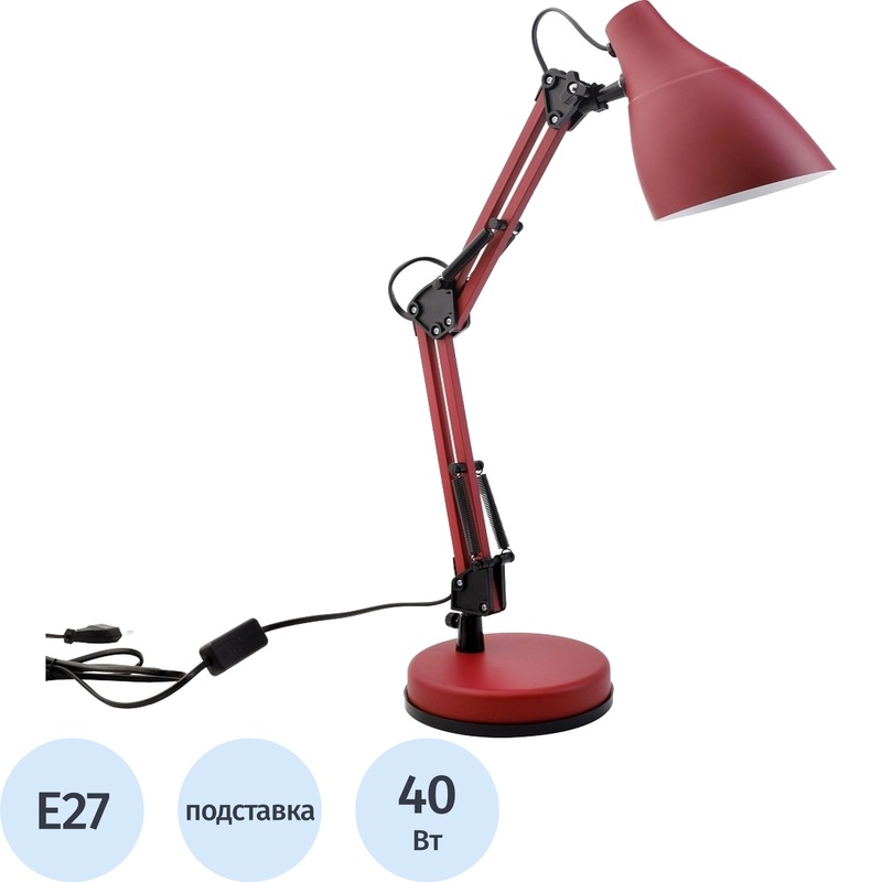 Изображение товара Настольный светильник Camelion KD-331 C04 красный 40 Вт современный стиль